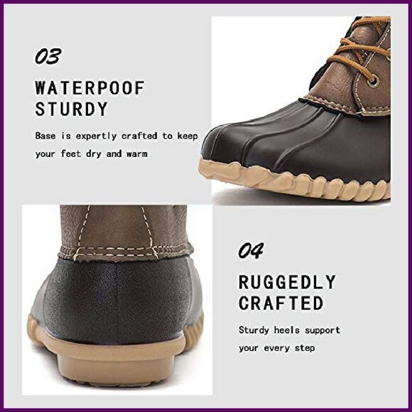 Women's Waterproof Duck Boots Winter Snow Boots Non-Slip Zipper Mid-Calf - Picture 6 of 7